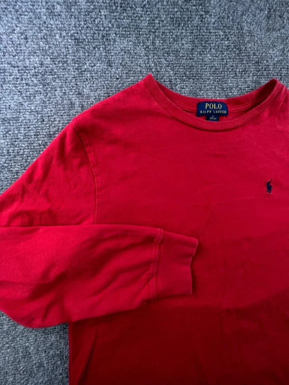 Polo Ralph Lauren Boys Large 14-16 Red Long Sleeve T Shirt Crew Neck Cotton